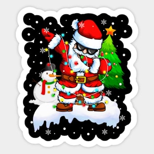 Christmas Lights Dabbing Santa Sunglasses Snowman Xmas Ugly Sweater Sticker